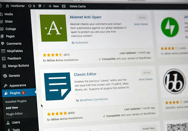 En bild som visar administrationsgränssnittet i WordPress